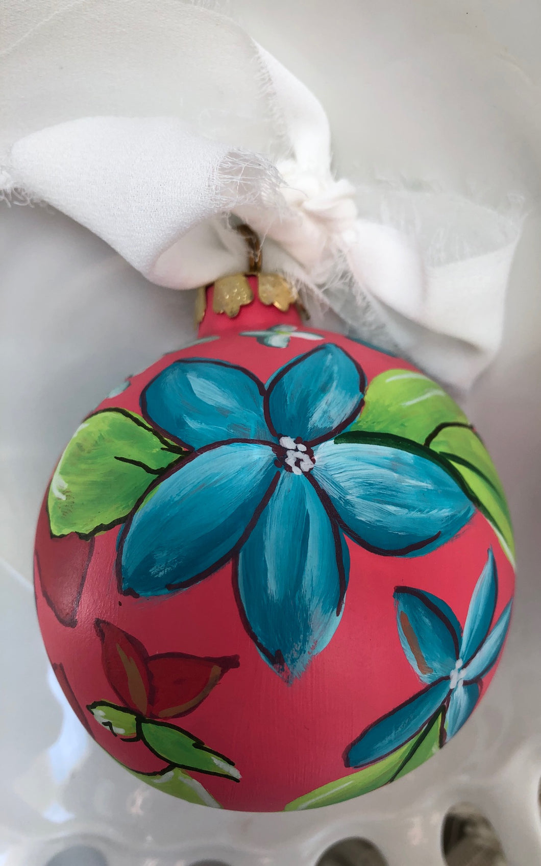 Fun, Pink, Hand-Painted Christmas Ornament