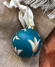 Load image into Gallery viewer, Blue Floral Hand Painted Christmas Ornament
