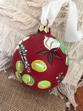 Load image into Gallery viewer, Red Floral Hand-Painted Christmas Ornament
