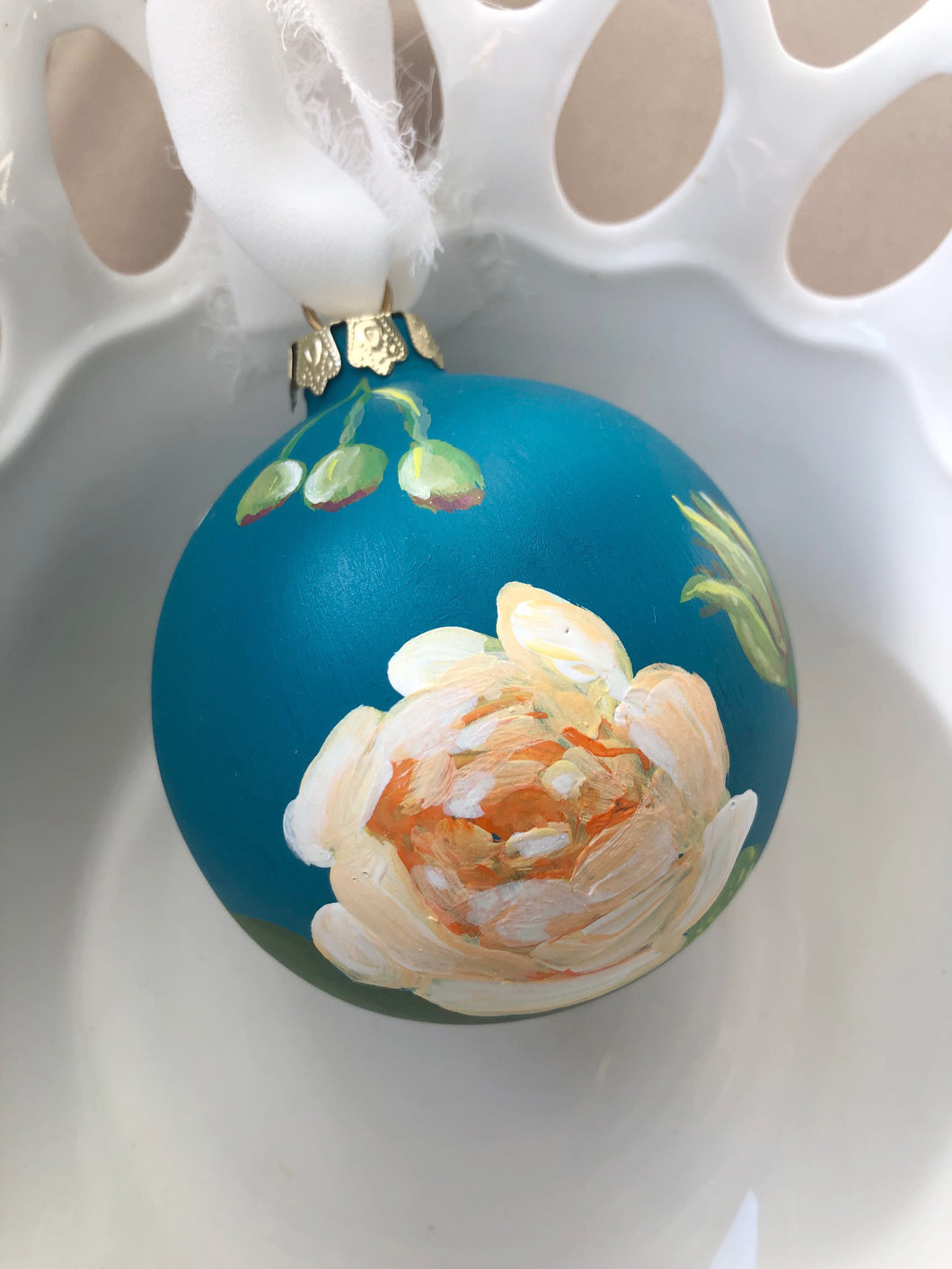 Blue, Colorful Hand-Painted Christmas Ornament