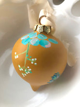 Load image into Gallery viewer, Yellow Ochre Floral Hand Painted Christmas Ornament - Oblong
